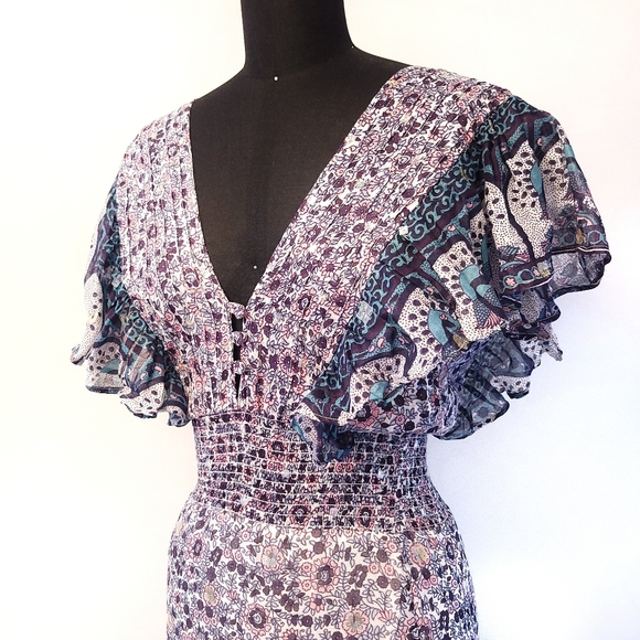 Jens Pirate Booty Free People Silvia Sequin Bohemian Festival Ruffle Max… - Picture 3 of 16